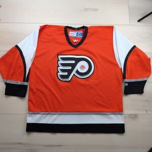 Vintage CCM Philadelphia Flyers NHL Jersey Orange Black White Adult XL Canada 33